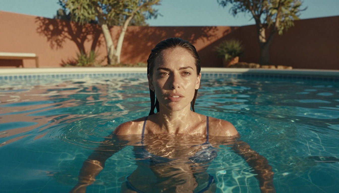 Pool water split-level photography AI-generated output