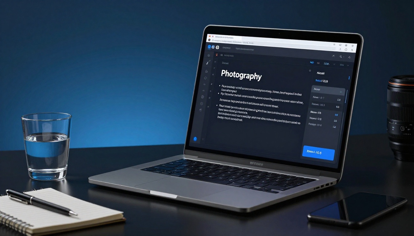 Modern AI generation interface displayed on a sleek laptop screen with a text prompt being typed in a dark-themed UI