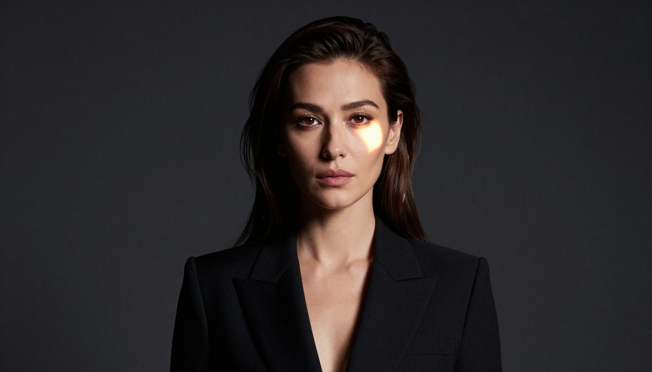 Studio Rembrandt lighting portrait with strong shadow-to-highlight ratio Studio Rembrandt lighting portrait with strong shadow-to-highlight ratio