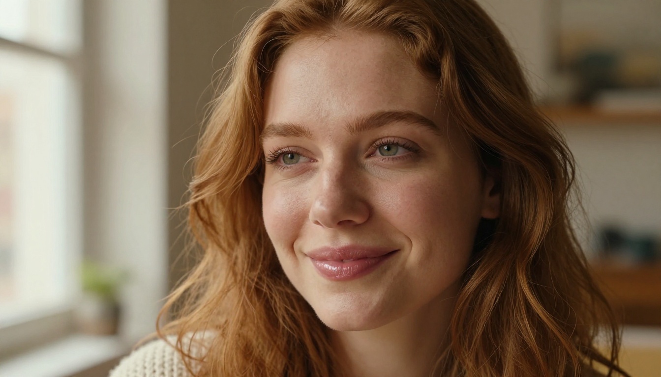 A close-up portrait of a woman with warm expressive eyes and a gentle smile in soft natural light A close-up portrait of a woman with warm expressive eyes and a gentle smile in soft natural light