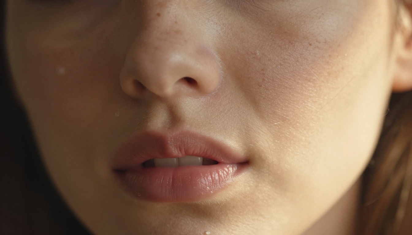 Macro face portrait showing extreme close-up skin detail and photorealistic pores