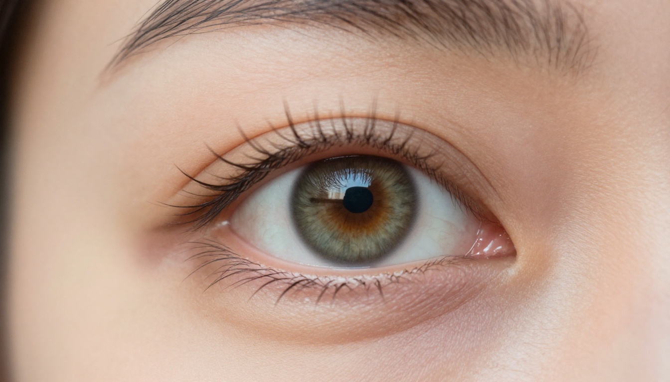 Extreme macro close-up of a woman's hazel eye showing photorealistic skin and lash texture Extreme macro close-up of a woman's hazel eye showing photorealistic skin and lash texture