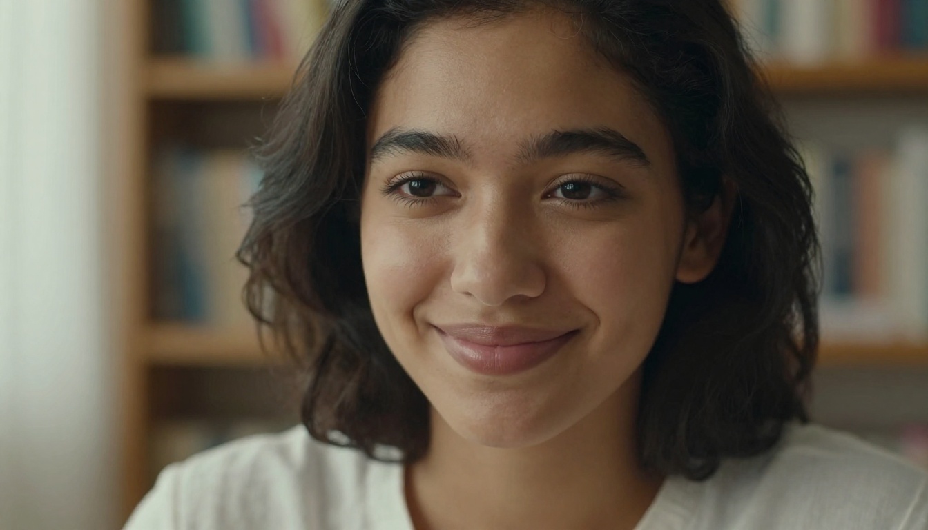 Close-up portrait of AI companion with warm genuine expression