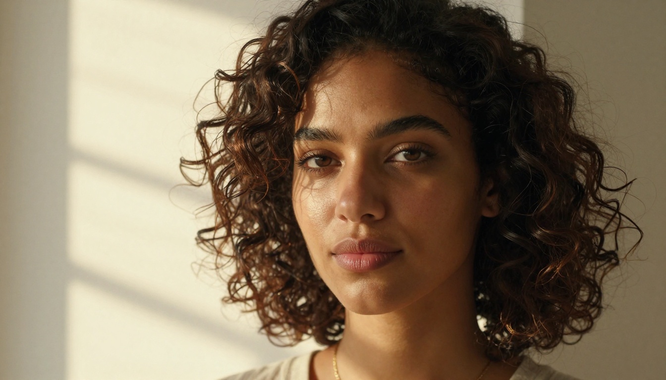 Close-up portrait of a woman demonstrating exceptional AI rendering quality with individual hair strands, natural skin texture, and authentic pore detail visible Close-up portrait of a woman demonstrating exceptional AI rendering quality with individual hair strands, natural skin texture, and authentic pore detail visible