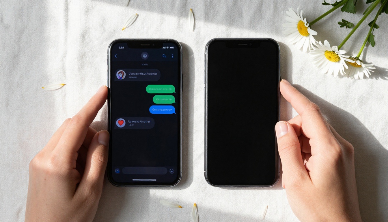 Two phones showing AI chat interfaces on a linen surface