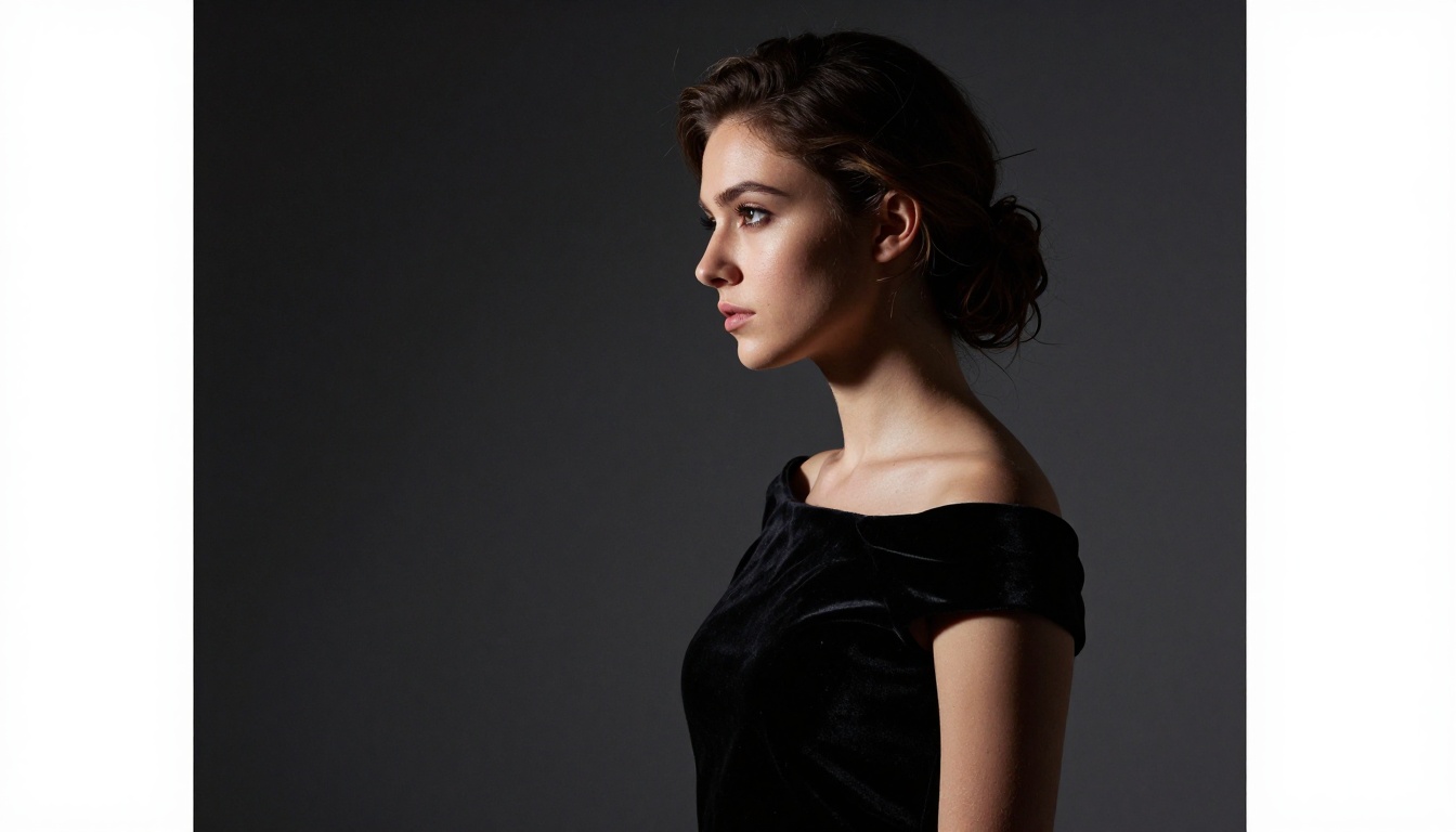 Dramatic studio portrait with Rembrandt-style side lighting