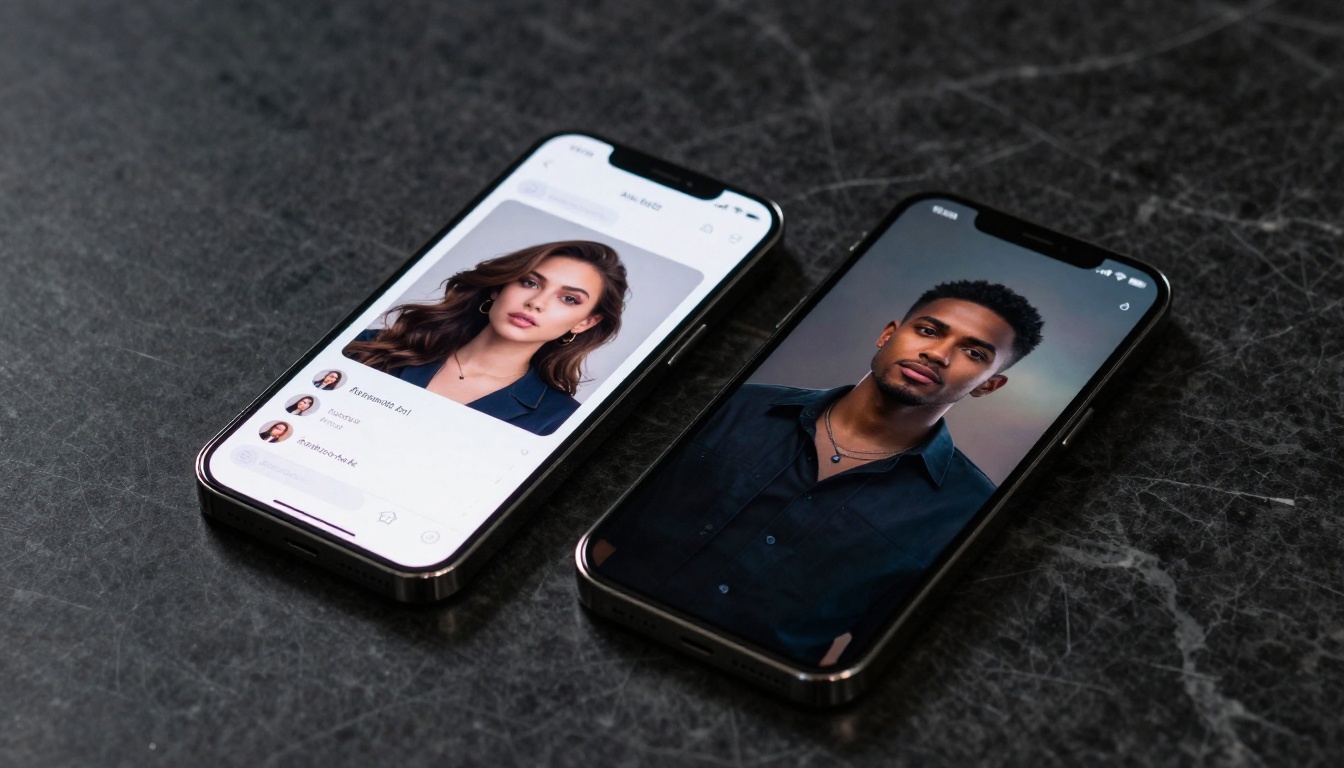 Two smartphones on a marble surface showing different AI chat platforms Two smartphones on a marble surface showing different AI chat platforms