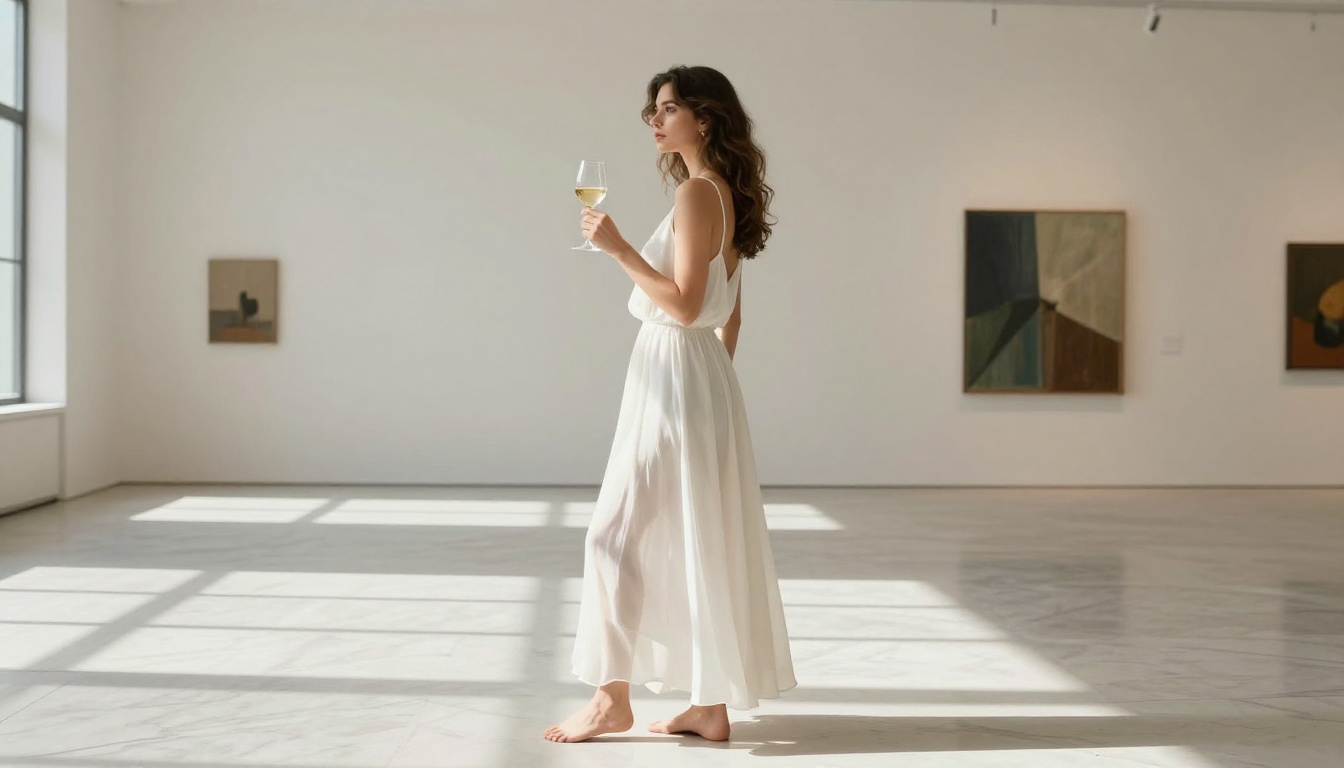 Woman in flowing white sundress in sunlit art gallery space, showing Seedream 5 Pro compositional quality Woman in flowing white sundress in sunlit art gallery space, showing Seedream 5 Pro compositional quality