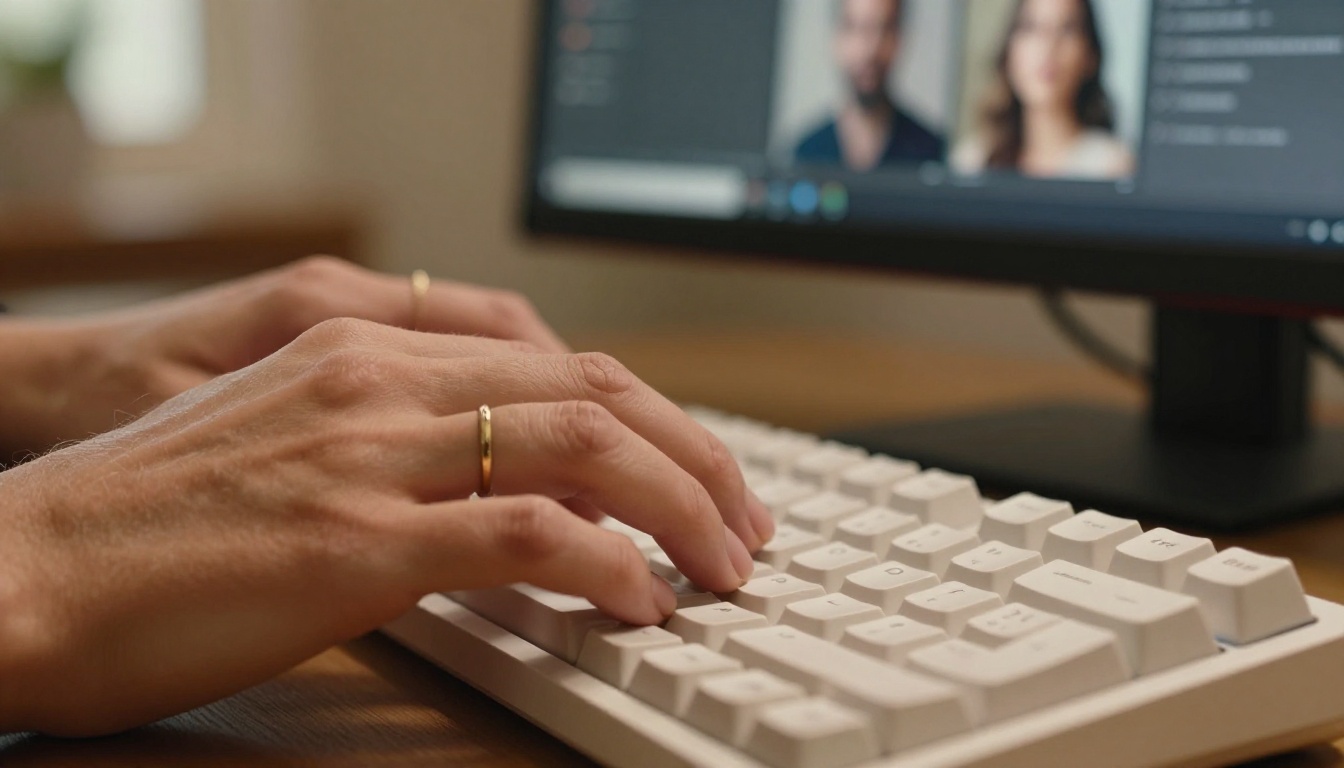 AI image generation workstation with creative professional reviewing dual monitor setup