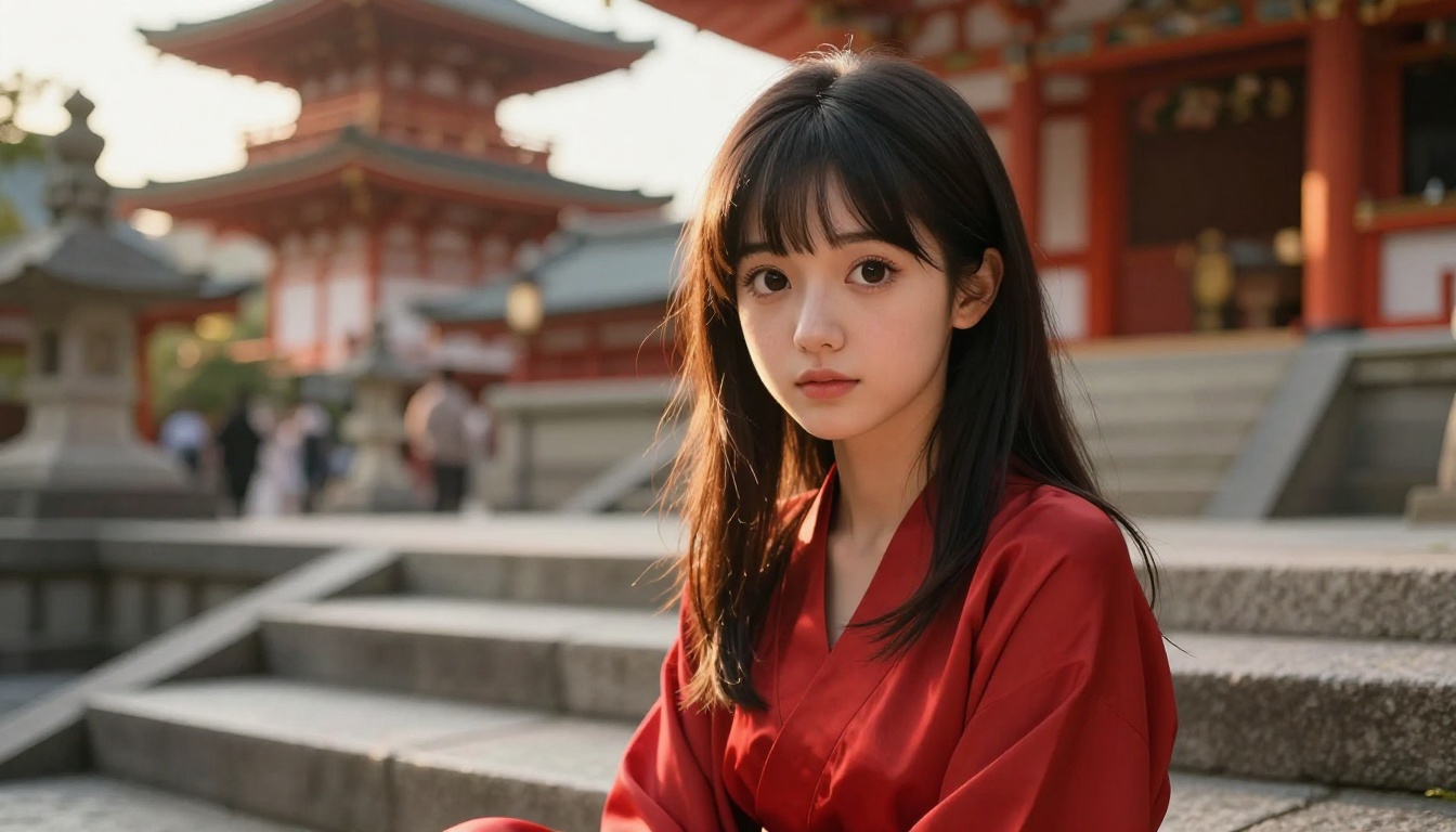 Anime AI art temple portrait