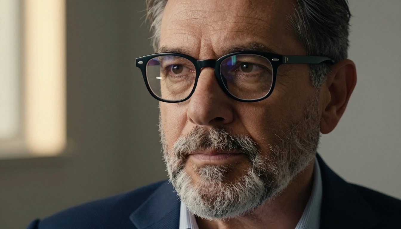 Professional portrait AI photo realism beard and glasses detail