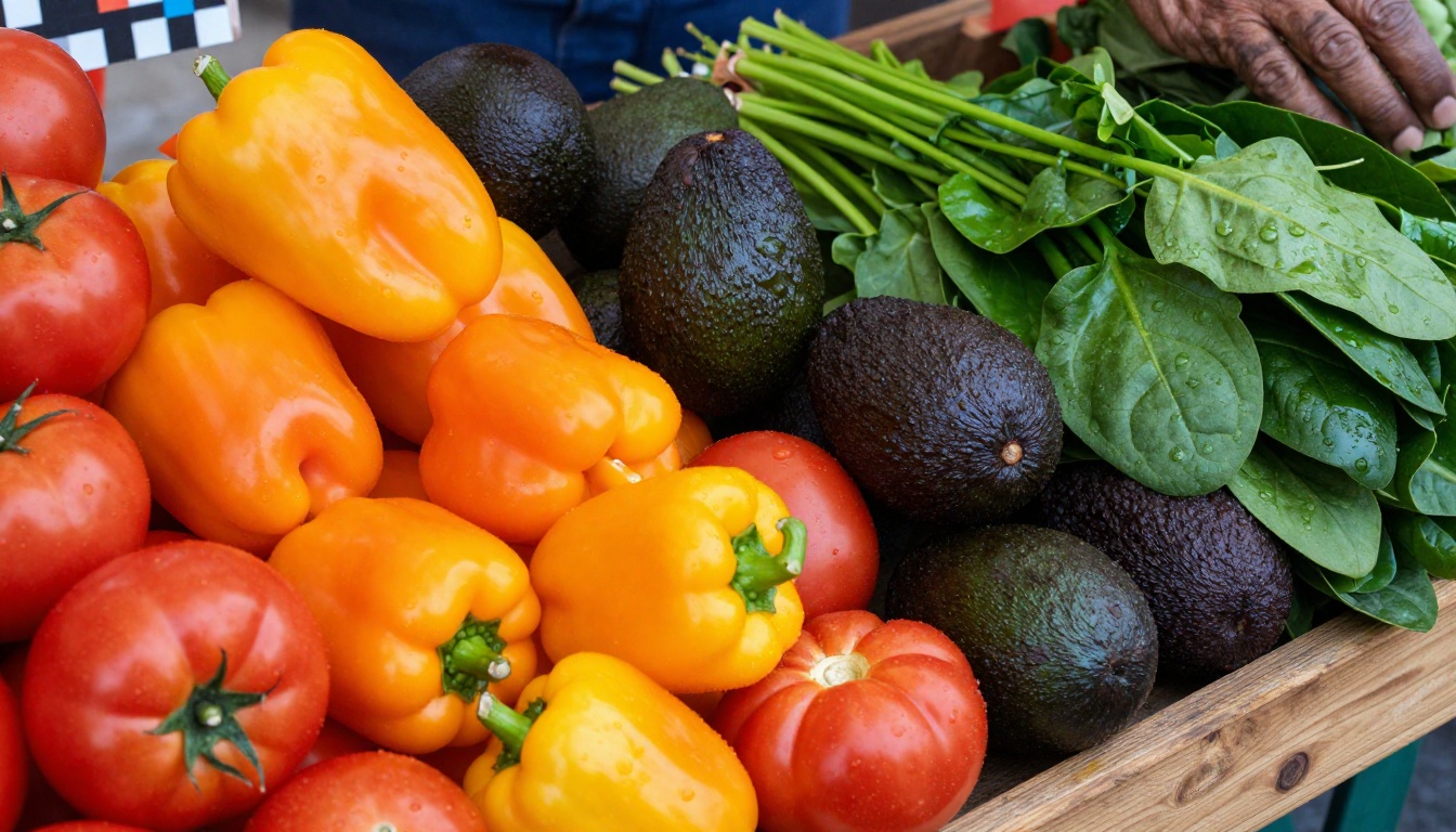 Fresh produce market color accuracy AI photography test