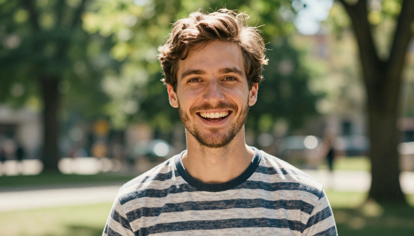 Cheerful handsome man laughing in sunny outdoor park Cheerful handsome man laughing in sunny outdoor park