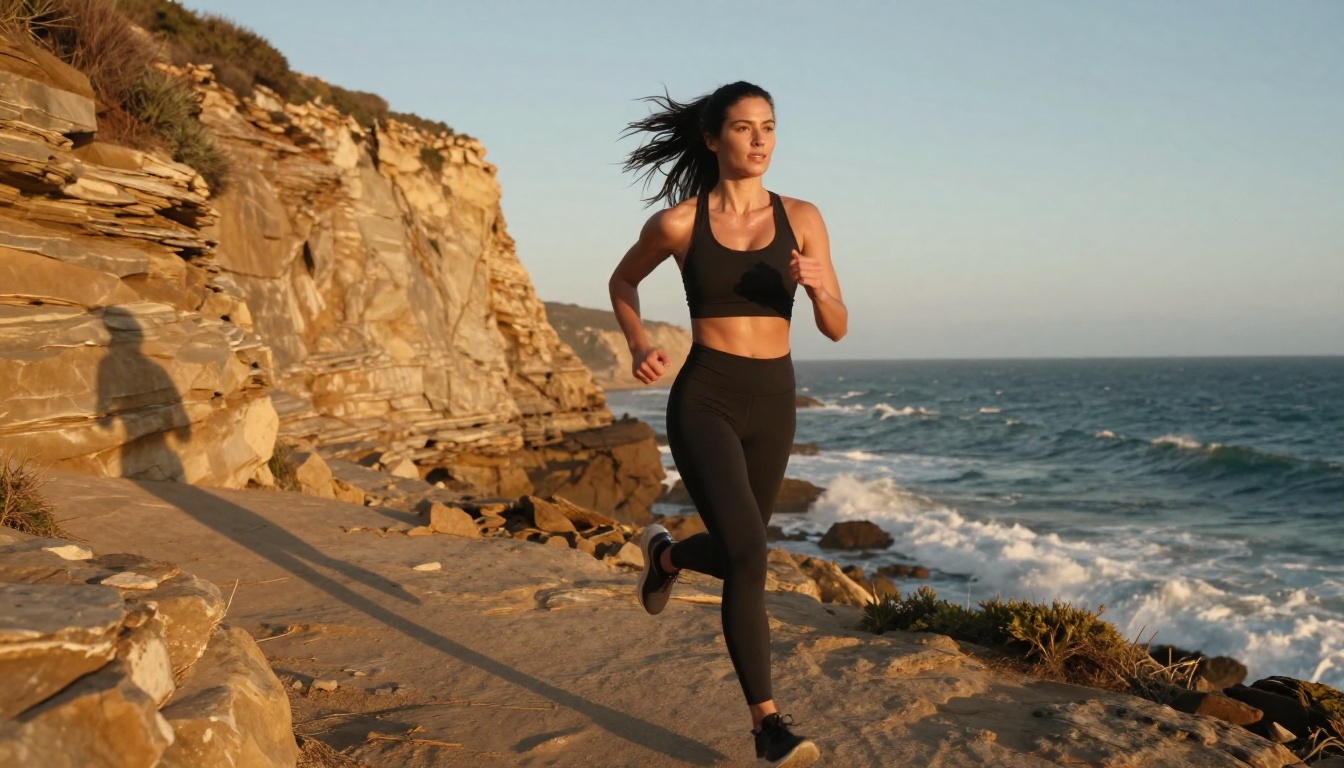 Woman on coastal cliff representing P-Image's dynamic speed capabilities
