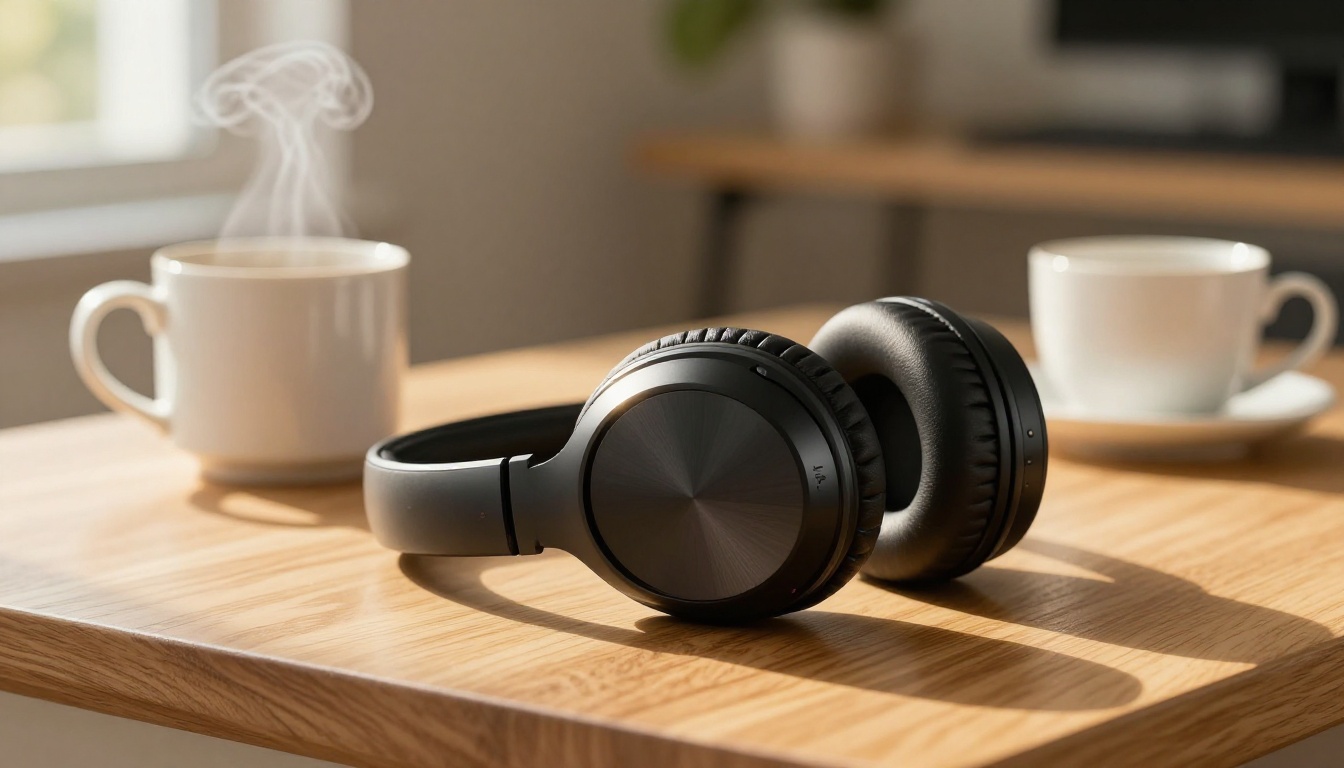 Premium headphones and coffee representing the AI voice companion experience