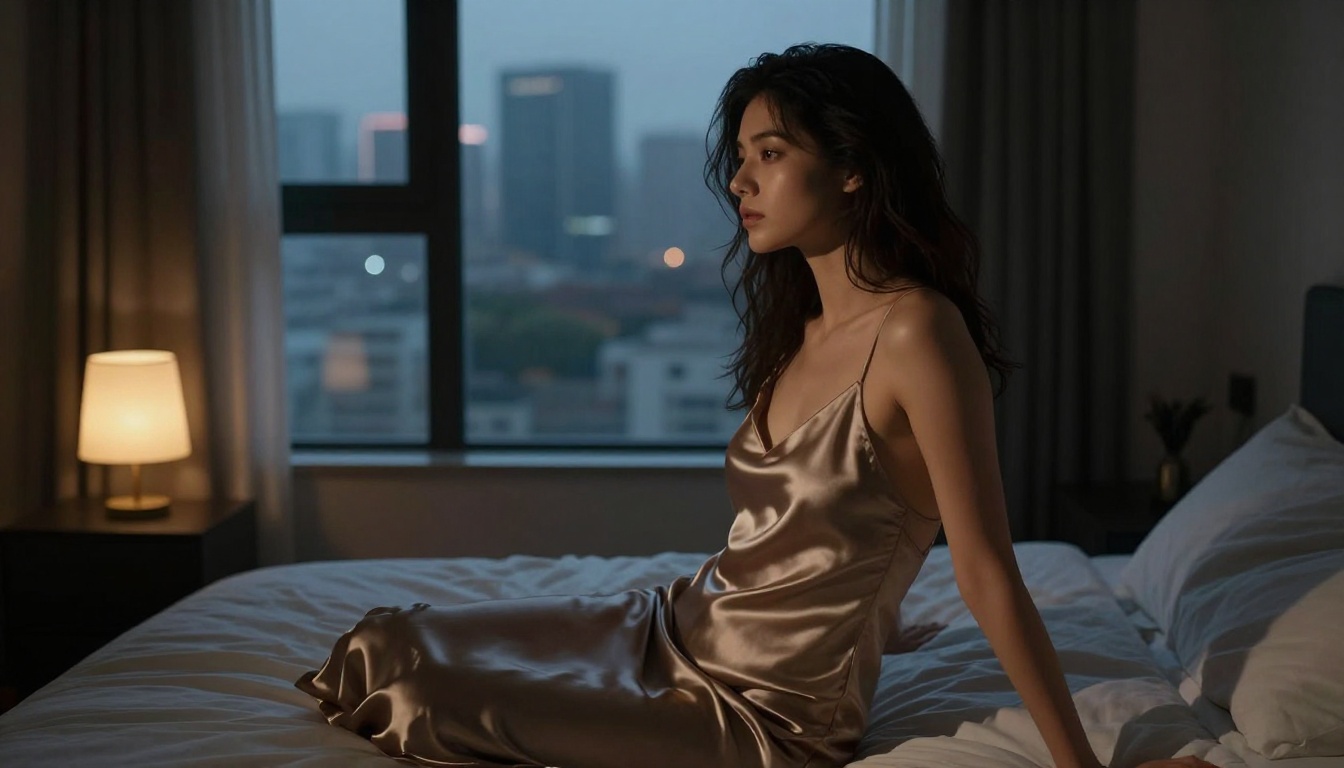 Artistic tasteful boudoir portrait with chiaroscuro lighting in minimal modern bedroom Artistic tasteful boudoir portrait with chiaroscuro lighting in minimal modern bedroom