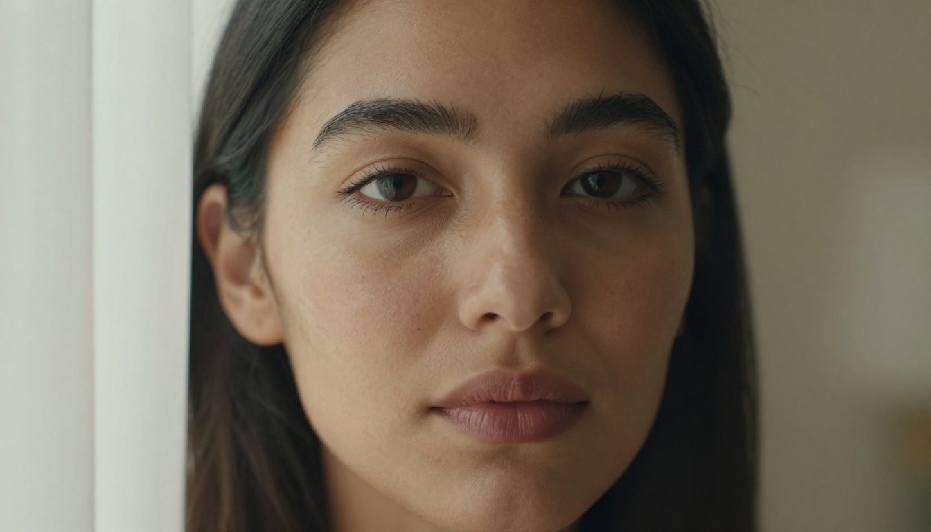 Intimate close-up portrait with soft natural window light Intimate close-up portrait with soft natural window light