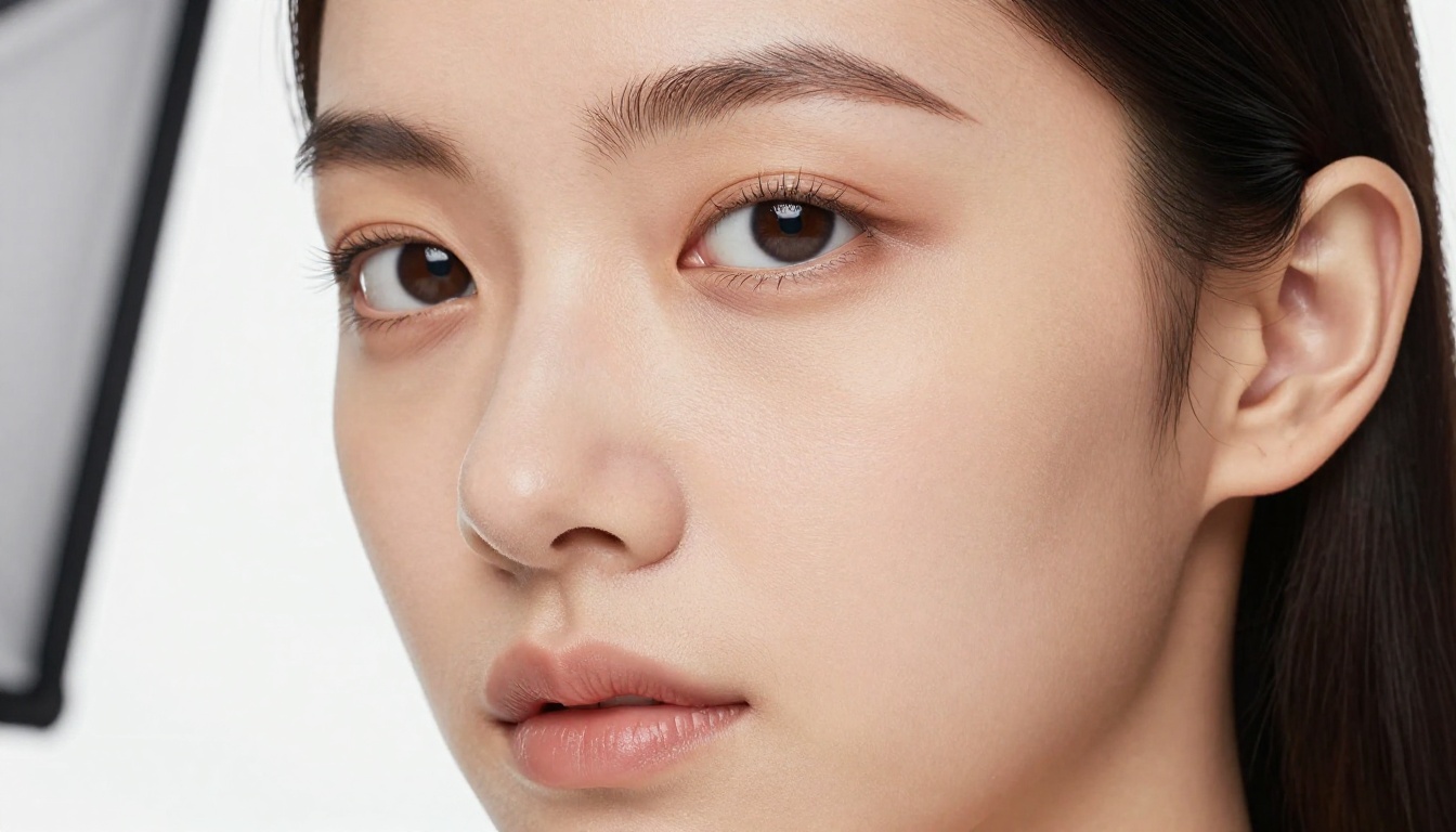Photorealistic close-up portrait showing expressive eye and facial detail with studio lighting