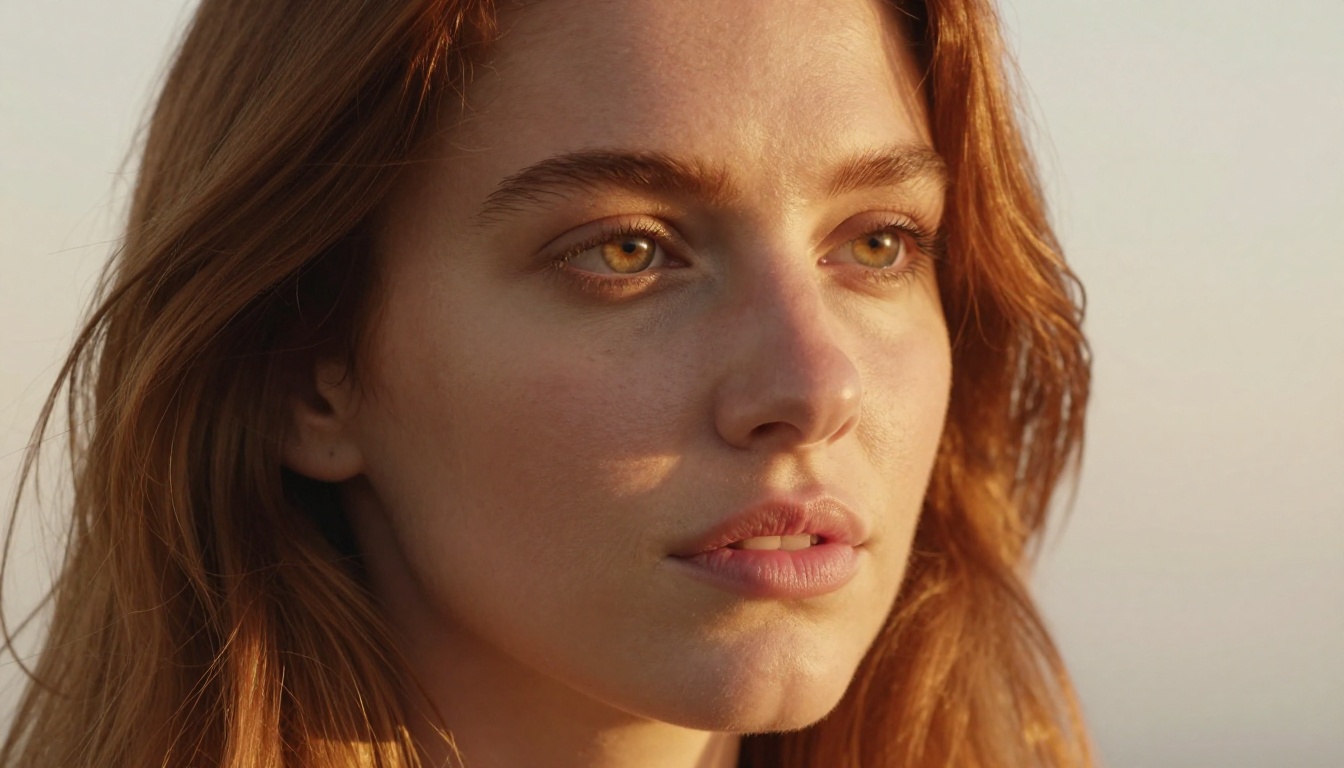 Three-quarter angle portrait showing rim lighting from the right and natural skin texture