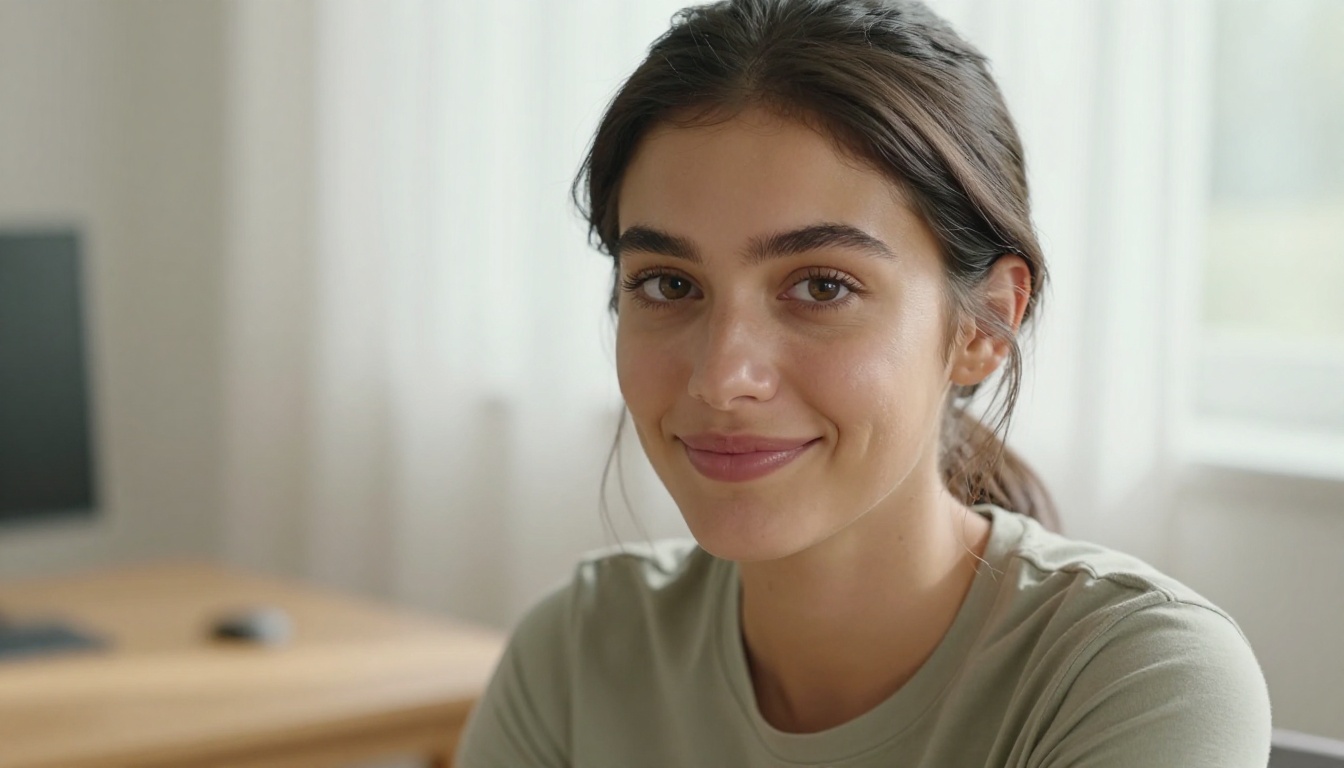 Close-up portrait of a brunette woman representing detailed AI character customization Close-up portrait of a brunette woman representing detailed AI character customization