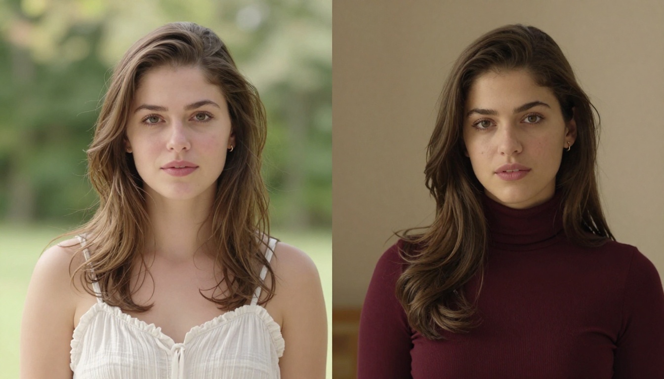 Two-style portrait comparison of customizable AI girlfriend appearances Two-style portrait comparison of customizable AI girlfriend appearances