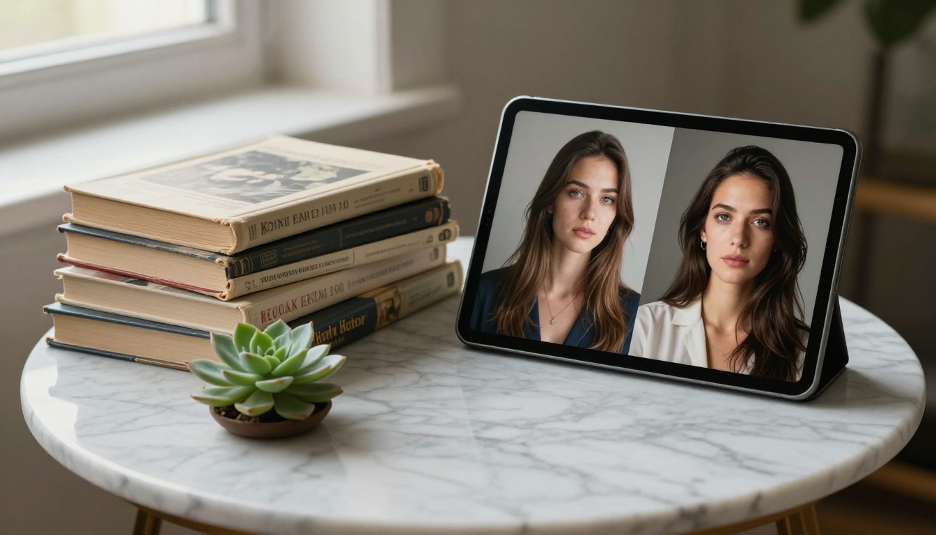 photography books and tablet comparison still life