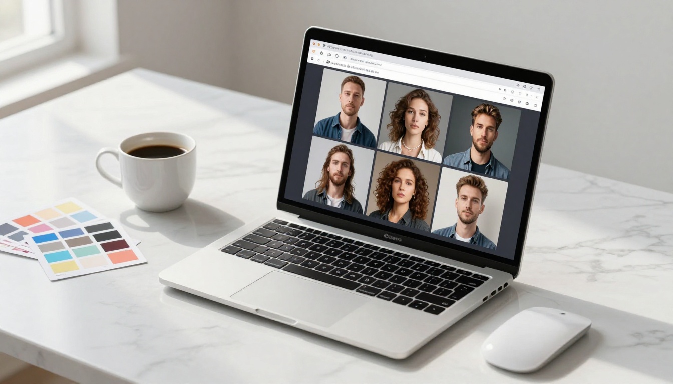 AI art generation interface displayed on a modern laptop