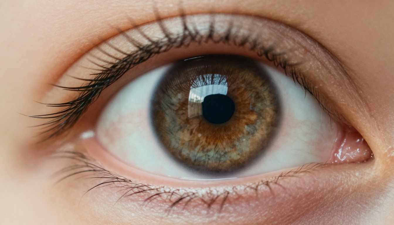 Close-up macro of a human eye showing iris texture detail