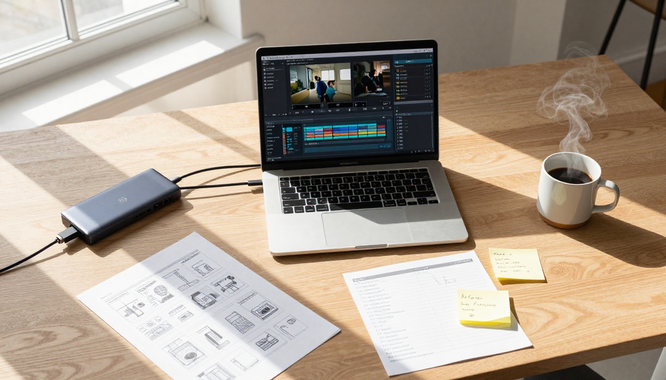 Video editor export settings and organized desk Video editor export settings and organized desk