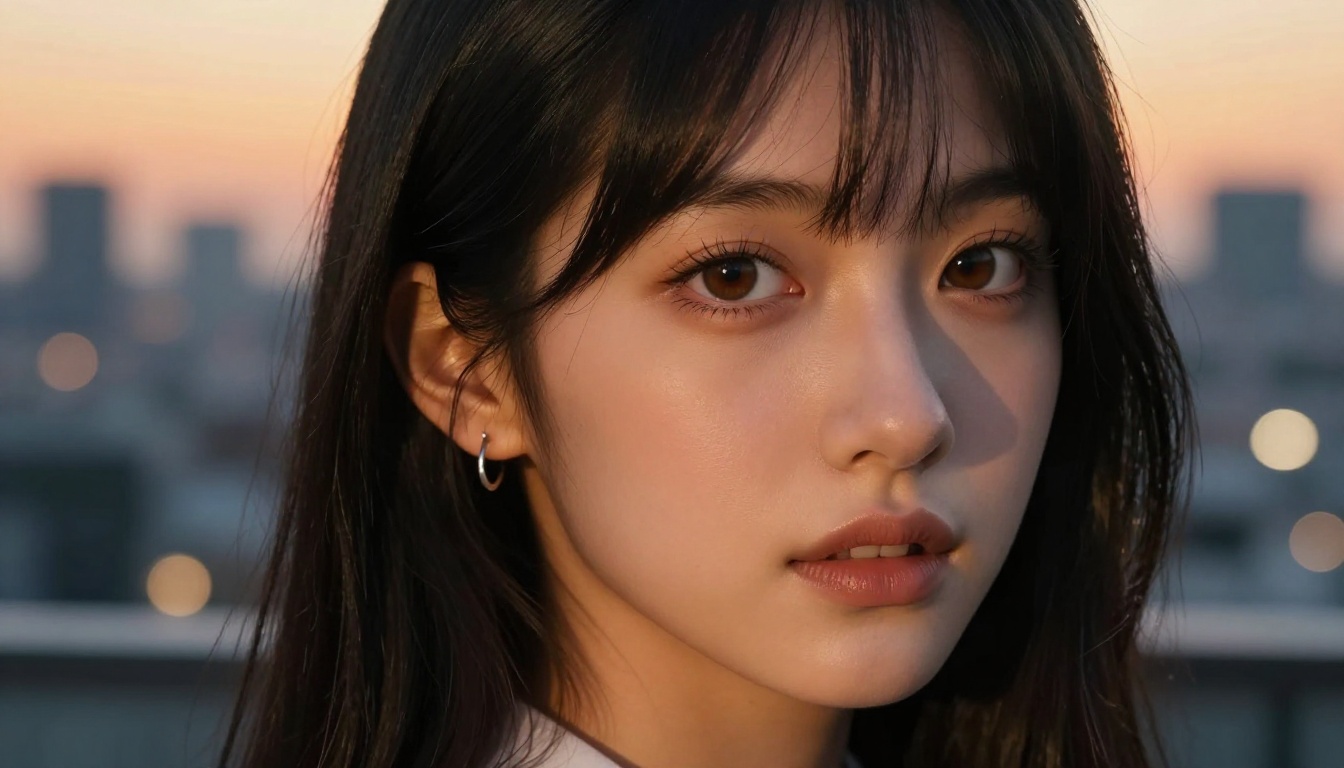 Anime-inspired photorealistic portrait in Tokyo