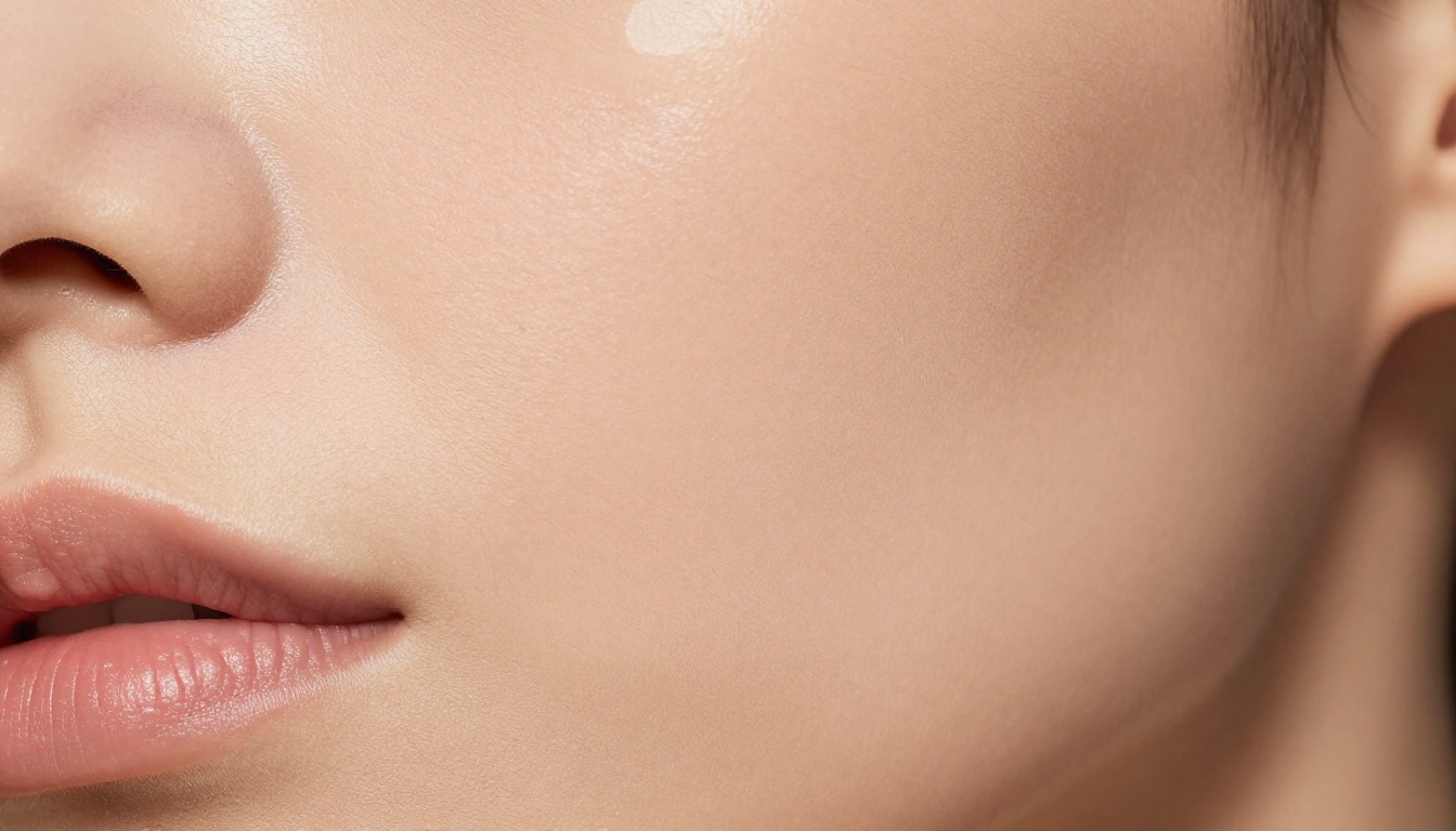 Ultra-detailed skin texture macro shot at the cheekbone showing natural pores in soft morning window light
