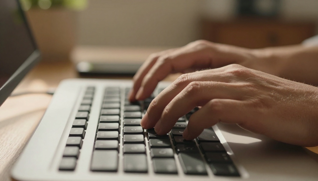 Elegant hands typing on a premium mechanical keyboard Elegant hands typing on a premium mechanical keyboard