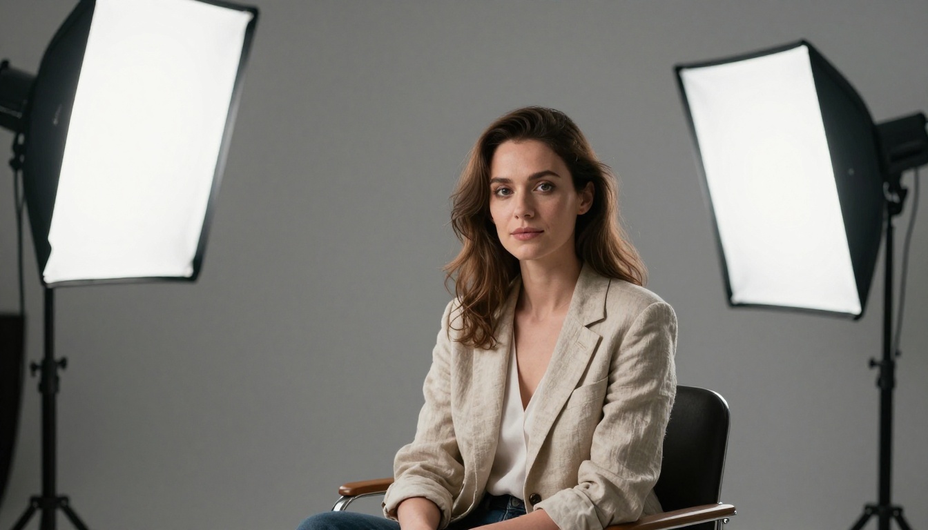 Professional studio three-point lighting portrait with key, fill, and hair light Professional studio three-point lighting portrait with key, fill, and hair light