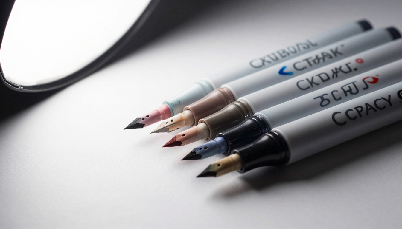 Collection of Copic sketch markers arranged in fan pattern showing vibrant colors