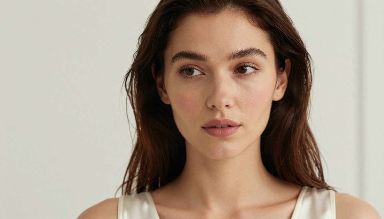 Close-up portrait of photorealistic woman with natural skin detail Close-up portrait of photorealistic woman with natural skin detail
