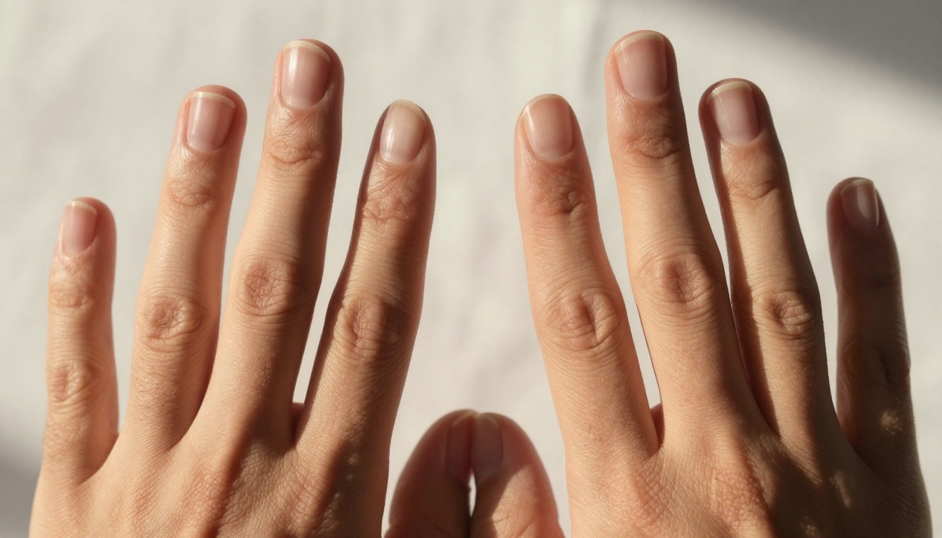 Macro close-up of anatomically perfect hands showing detailed finger texture and skin creases