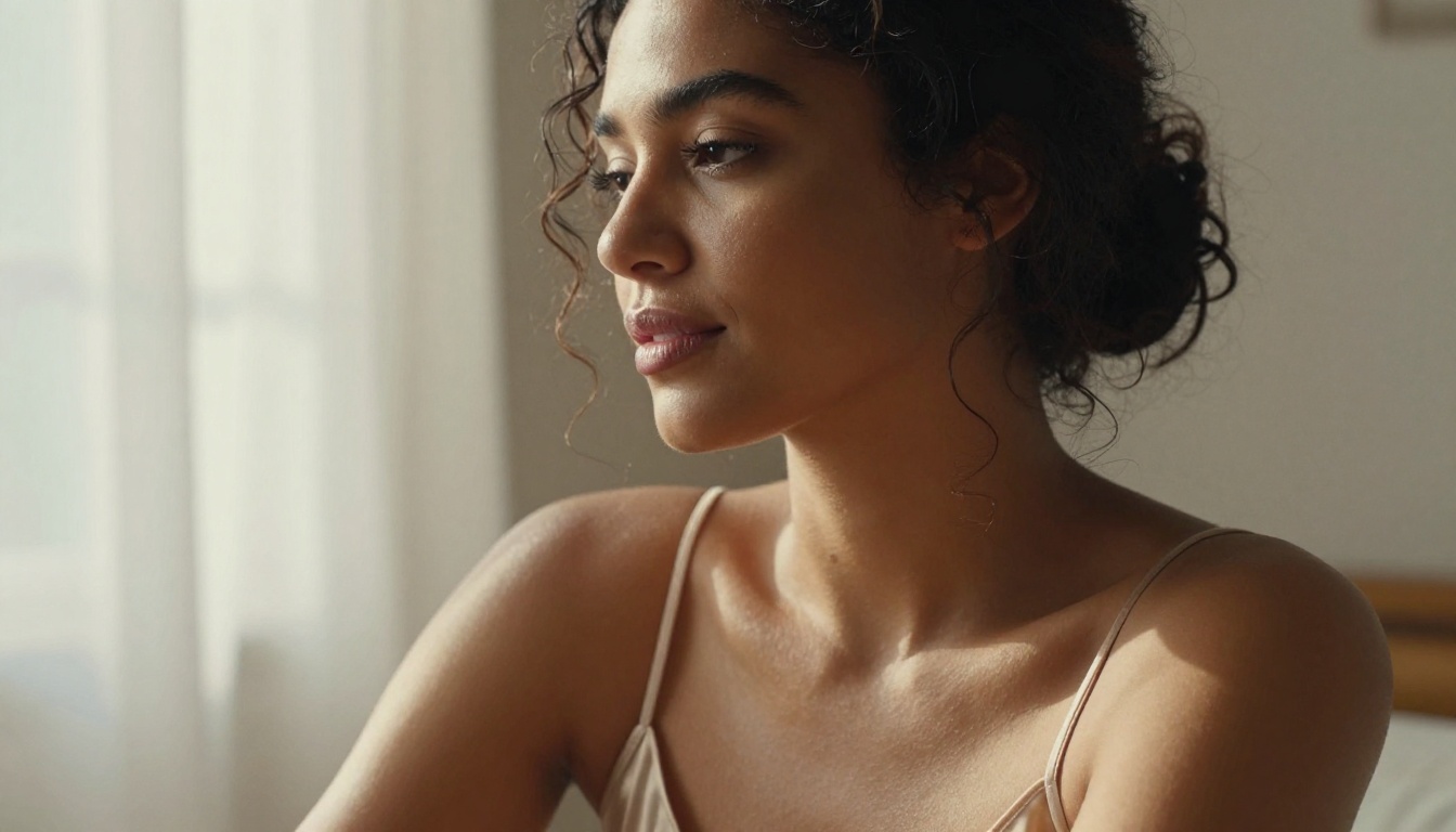 Close-up portrait showing the level of photorealistic skin texture detail achievable with modern AI generation models for adult content creation