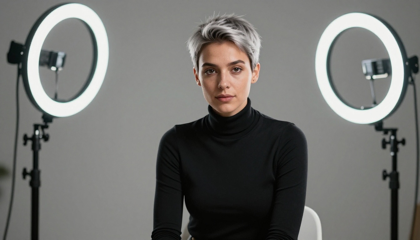 Studio portrait representing professional AI character creation
