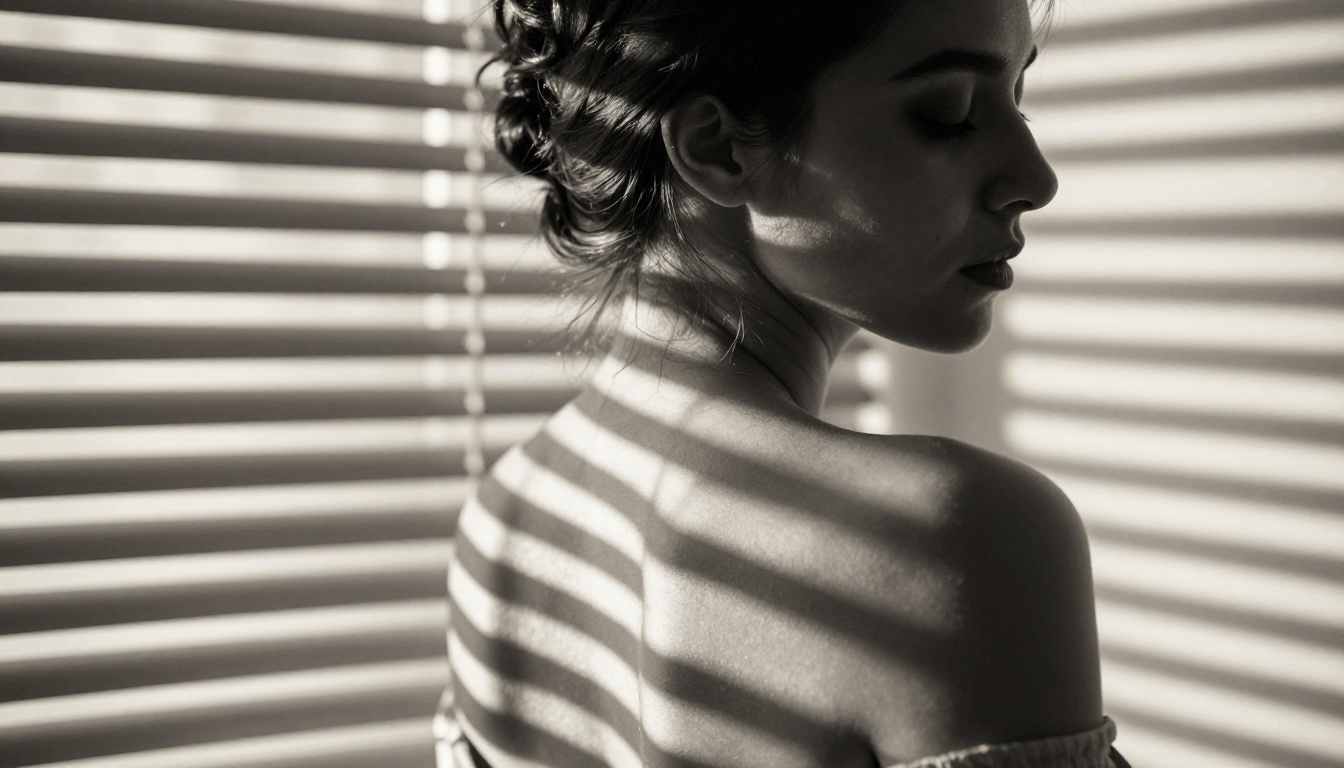Venetian blind shadow artistic portrait photography