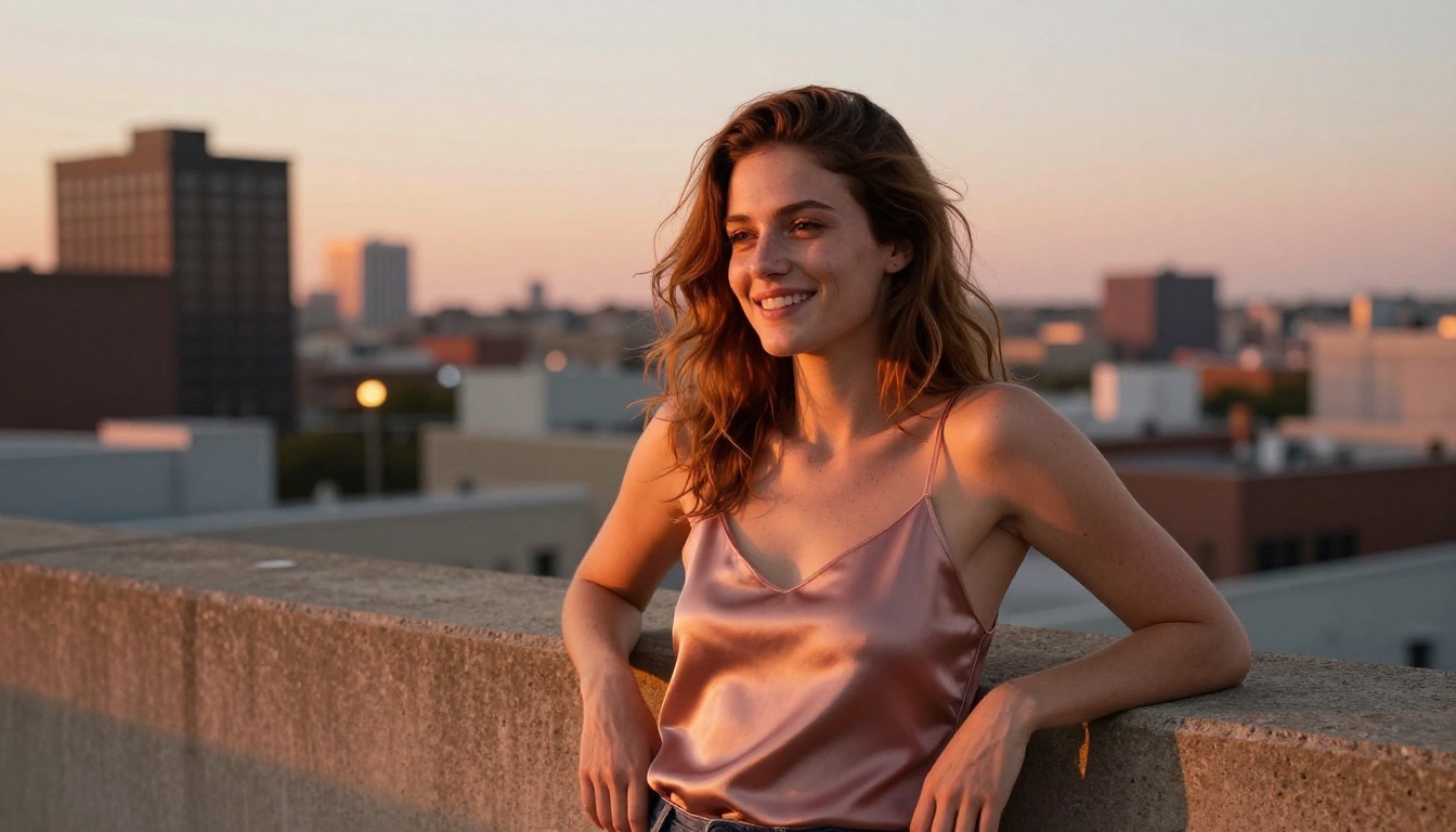 Golden hour rooftop portrait cinematic photography