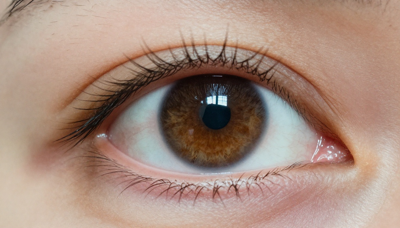 Extreme close-up of a human eye with extraordinary iris detail and individual eyelashes casting micro-shadows in photorealistic RAW photography