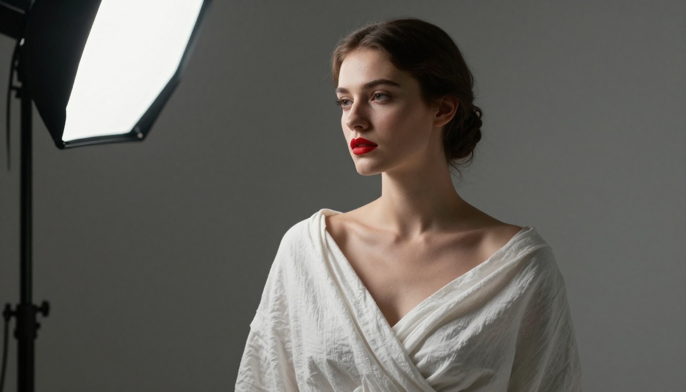 Dramatic studio portrait with classical Rembrandt lighting showing artistic NSFW potential Dramatic studio portrait with classical Rembrandt lighting showing artistic NSFW potential