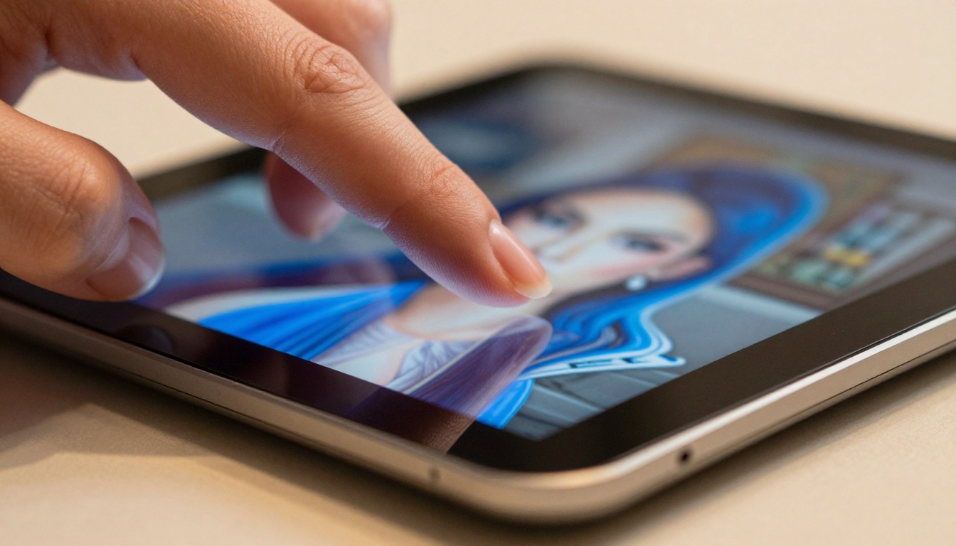 Tablet AI interface fingertips