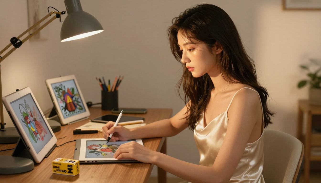 Anime creator at studio workstation