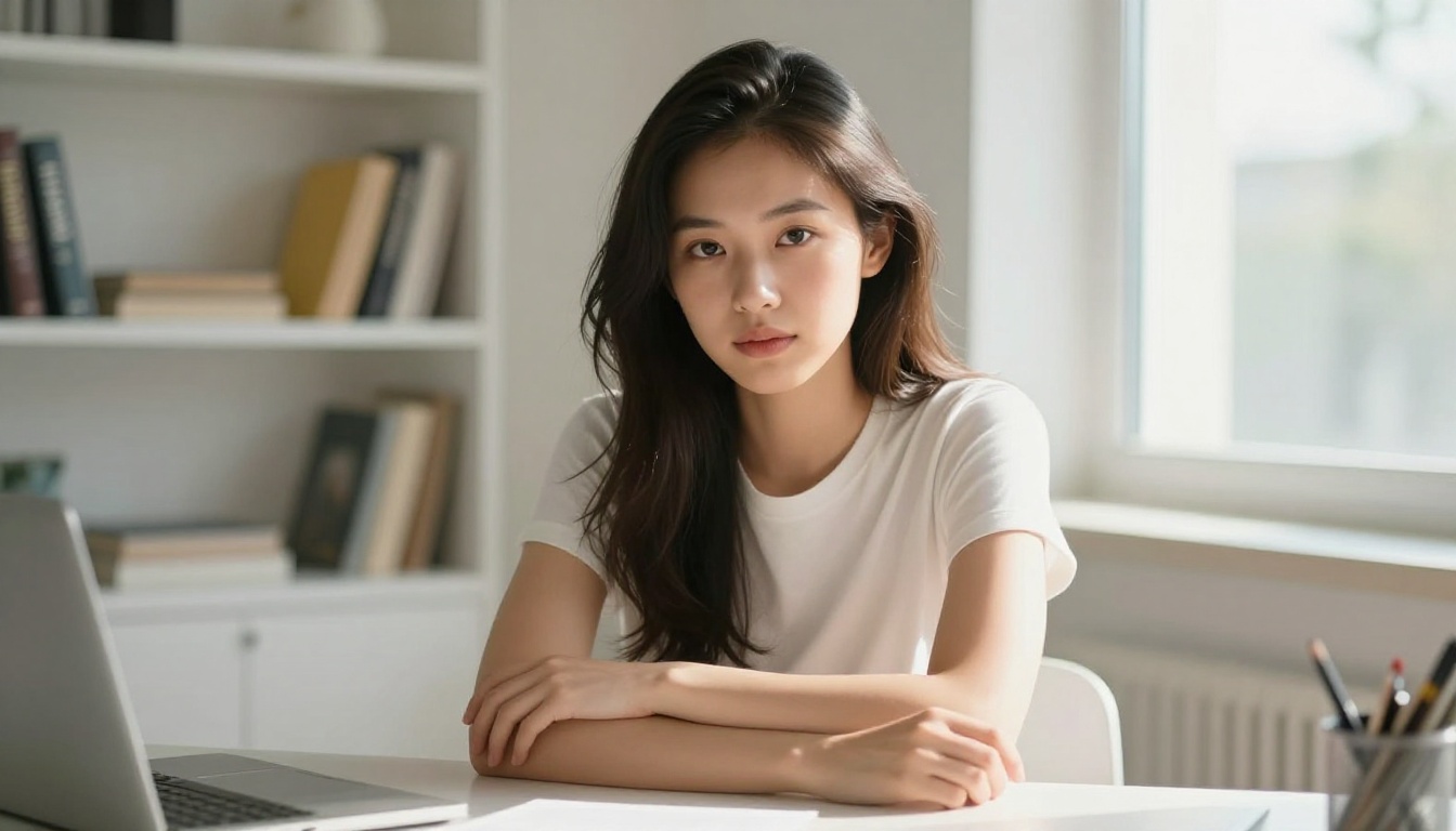Content creator with confident expression at home studio