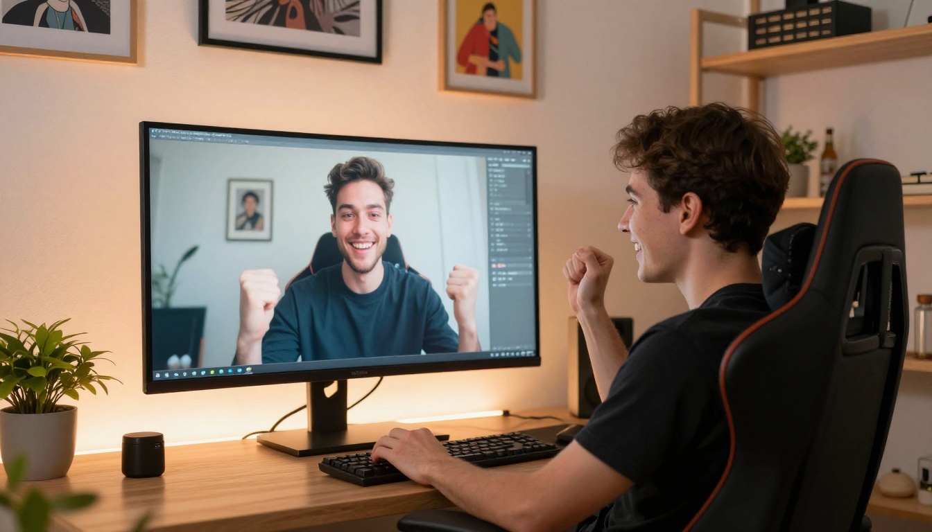 Creator celebrating successful video generation result