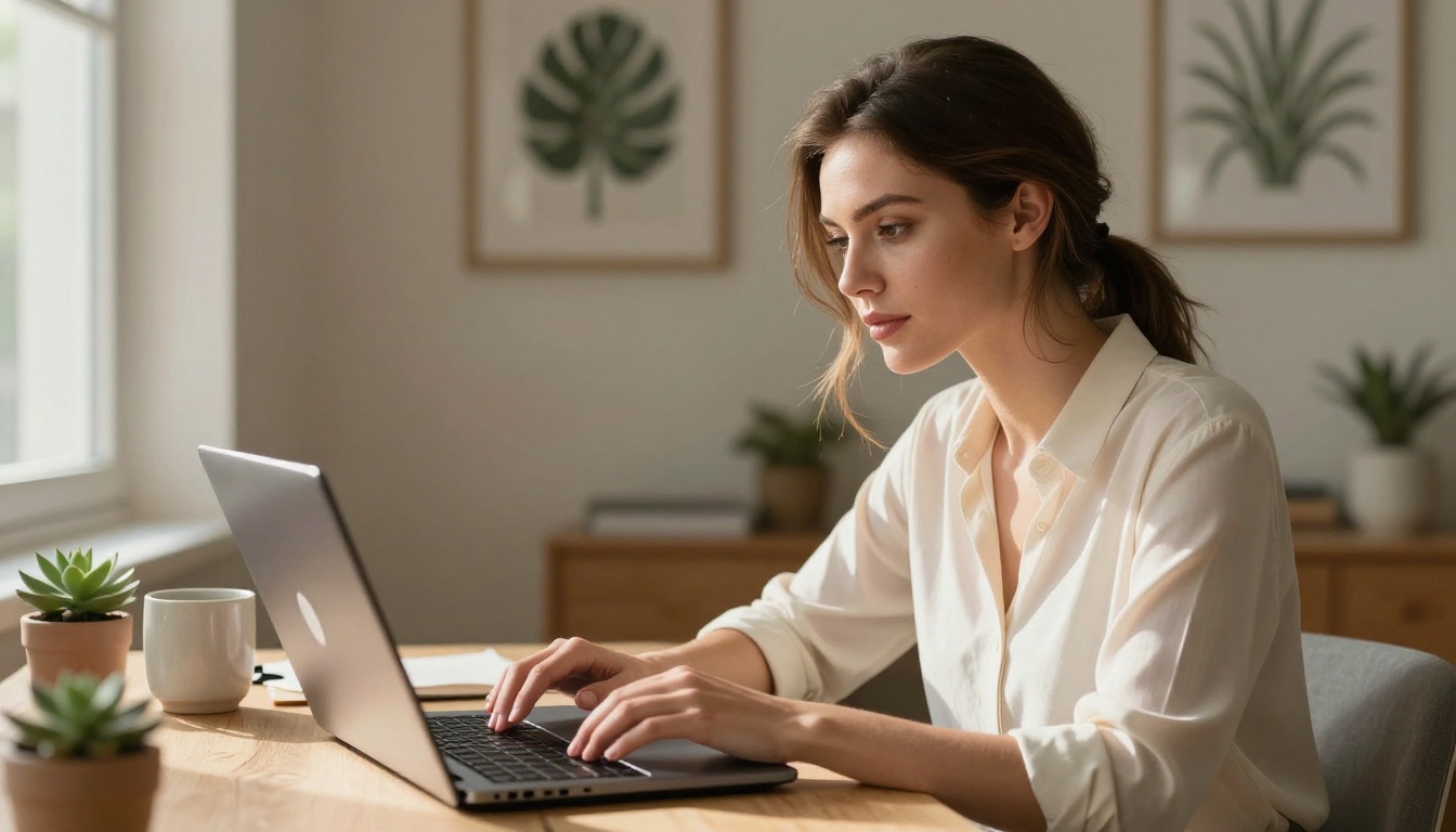 Woman working on her AI companion in a sunlit studio