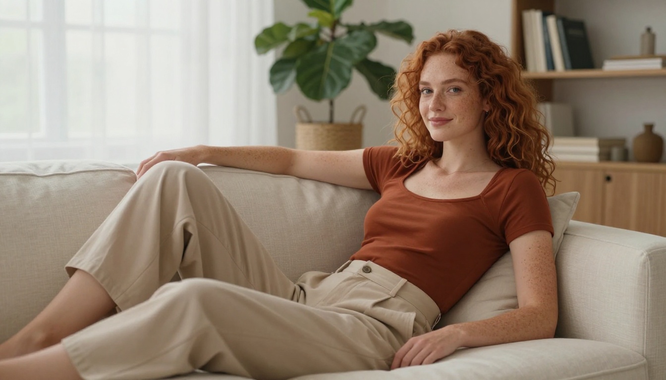 Companion persona lounging in a bright modern living room
