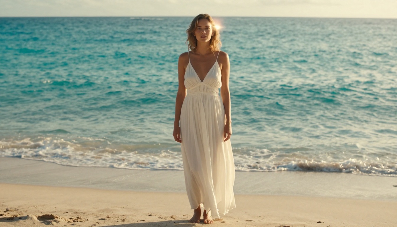 Cinematic beach scene with natural sunlight and motion feel