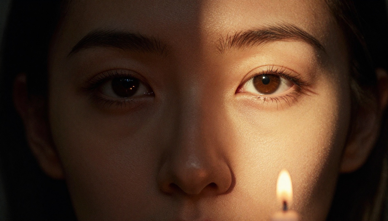 Dramatic chiaroscuro portrait, photorealistic lighting